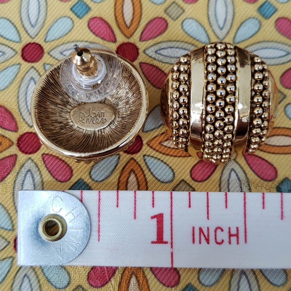 Vtg Joan Rivers Gold Dipped Earrings - image 3